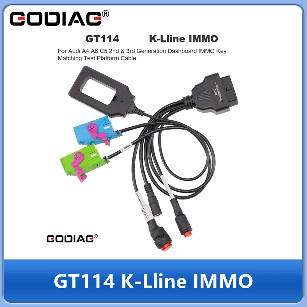 

GODIAG GT114 K-Lline IMMO for Audi A4 A6 C5 2nd & 3rd Generation Dashboard IMMO Key Matching Test Platform Cable