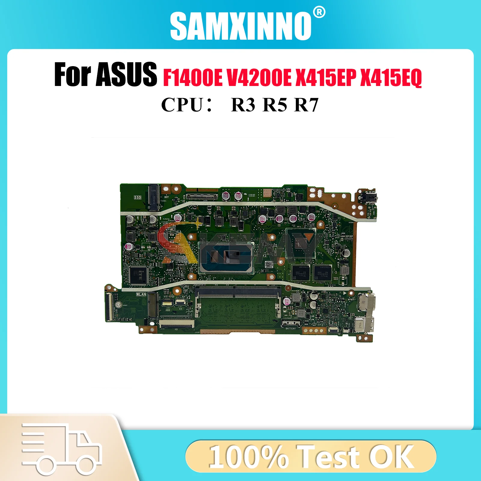 

X415EP Laptop Motherboard For ASUS VivoBook F1500E X415EQ F1400E X415E V5200E X415EP V4200E Mainboard With R3 R5 R7 CPU tests OK
