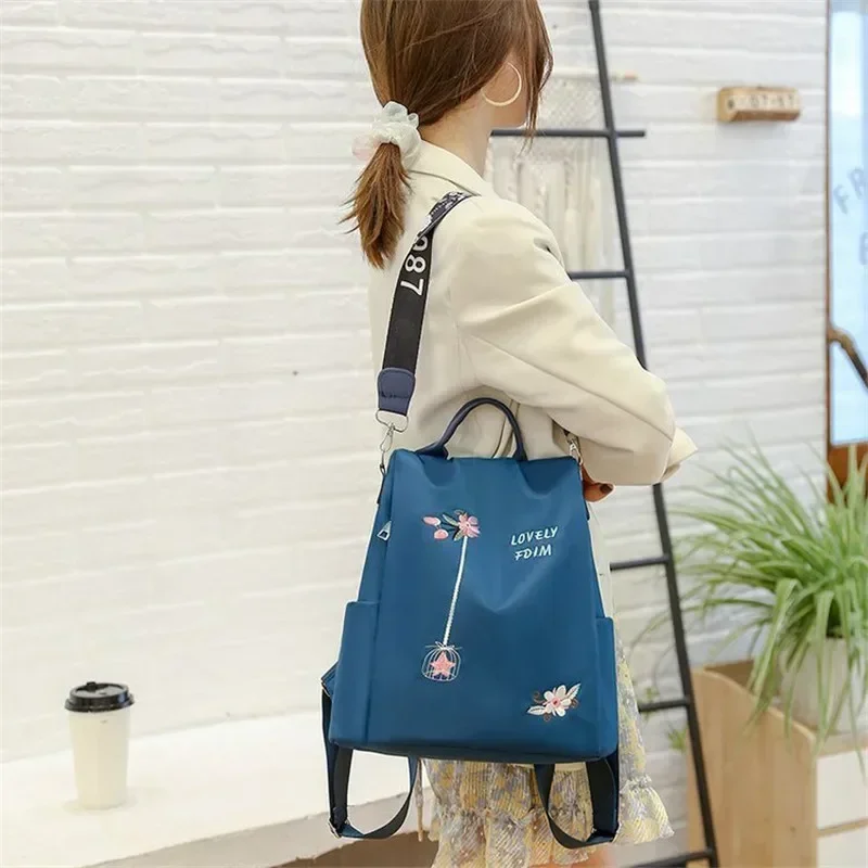 Waterproof Oxford Embroidery Women Backpack Fashion Anti-theft Large Capacity Female Travel Casual Backpacks School Laptop Bag