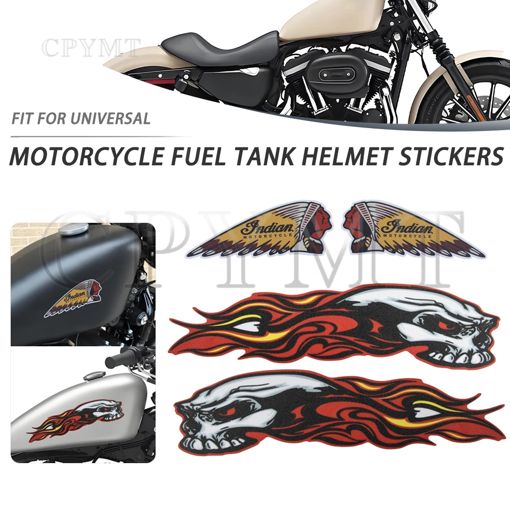 

Indian Logo/Skull Head Fire Flames Motorcycle Stickers Motor Fuel Tank Helmet PVC decorat Stickers Auto Accessories Universal