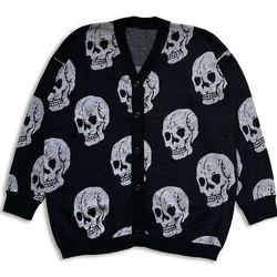 Quality New Hip-hop Street Gothic Wool Retro Cardigan Button Sweater Knitted Sweater Men's Women's Y2K Harajuku Punk Sweaters