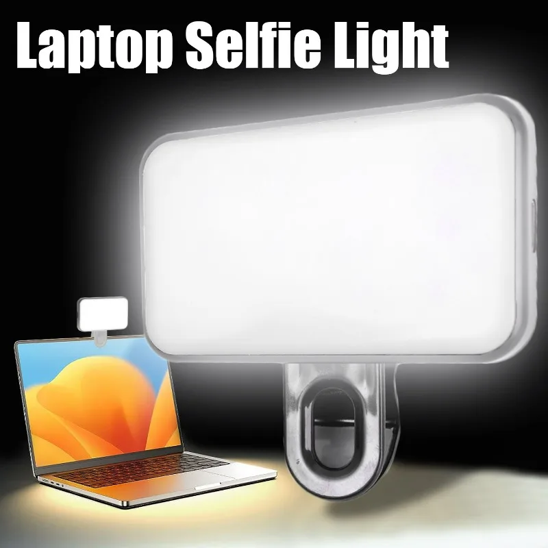 Portable LED Selfie Light Mobile Phone Laptop Tablet Lamp Clip Video Conference Lighting Webcam Lamps Rechargeable Fill Light