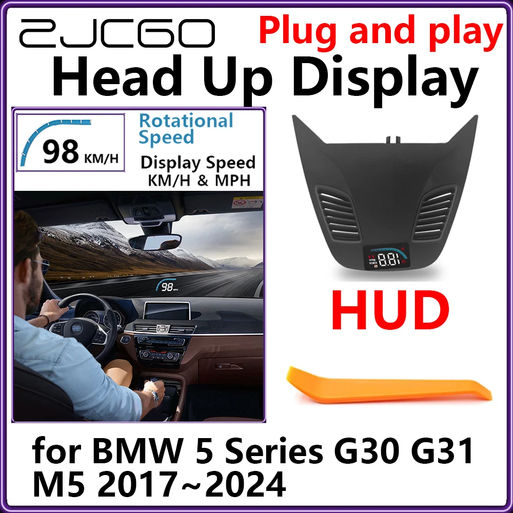 ZJCGO Hidden HUD Head Up Display Car Projector Plug and Play Display Rotational Speed for BMW 5 Series G30 G31 M5 2017~2024