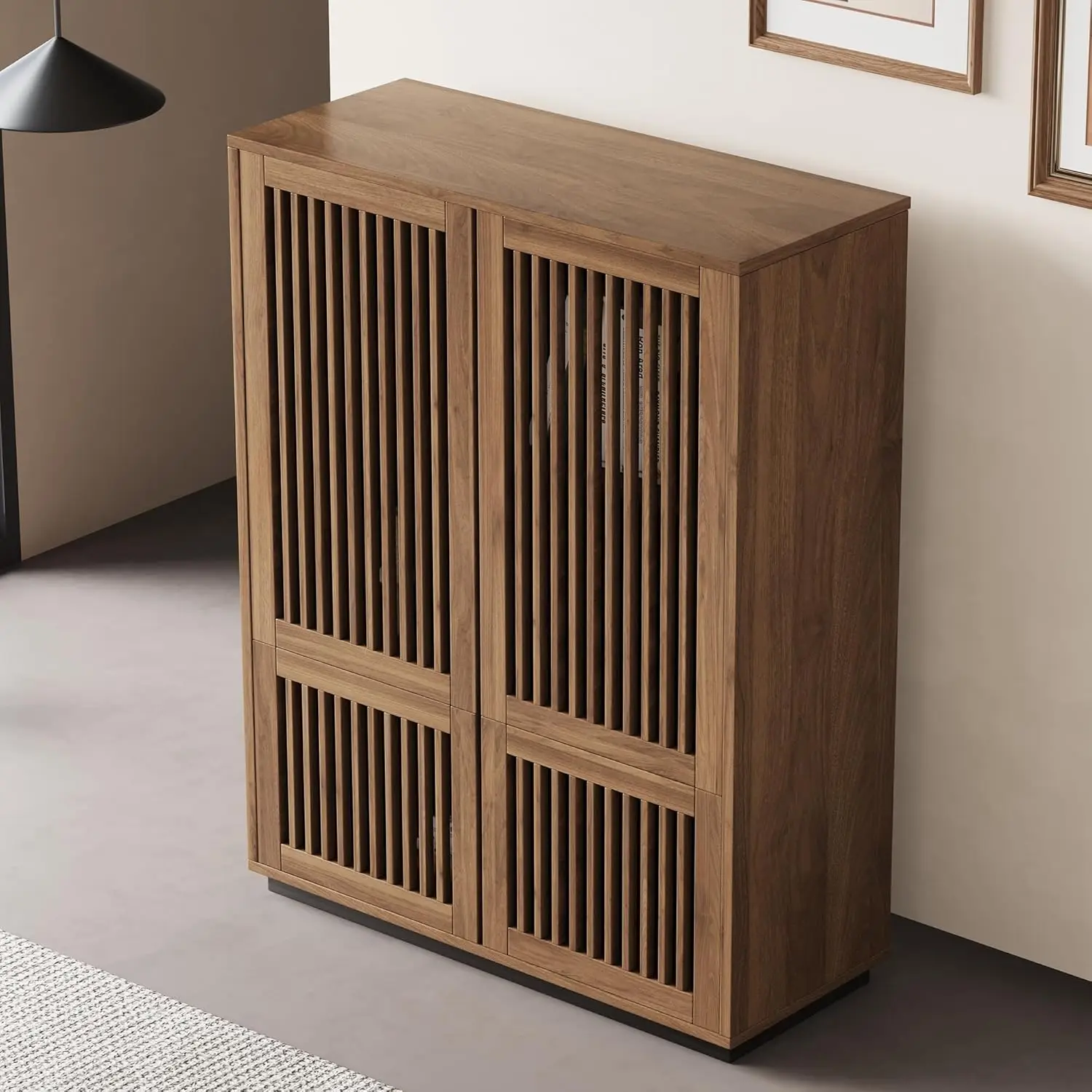 Lemari Penyimpanan Pintu Berpalang Kayu - Desain Multifungsi, Elegan dan Minimalis, Sempurna untuk Ruang Tamu, Ruang Makan