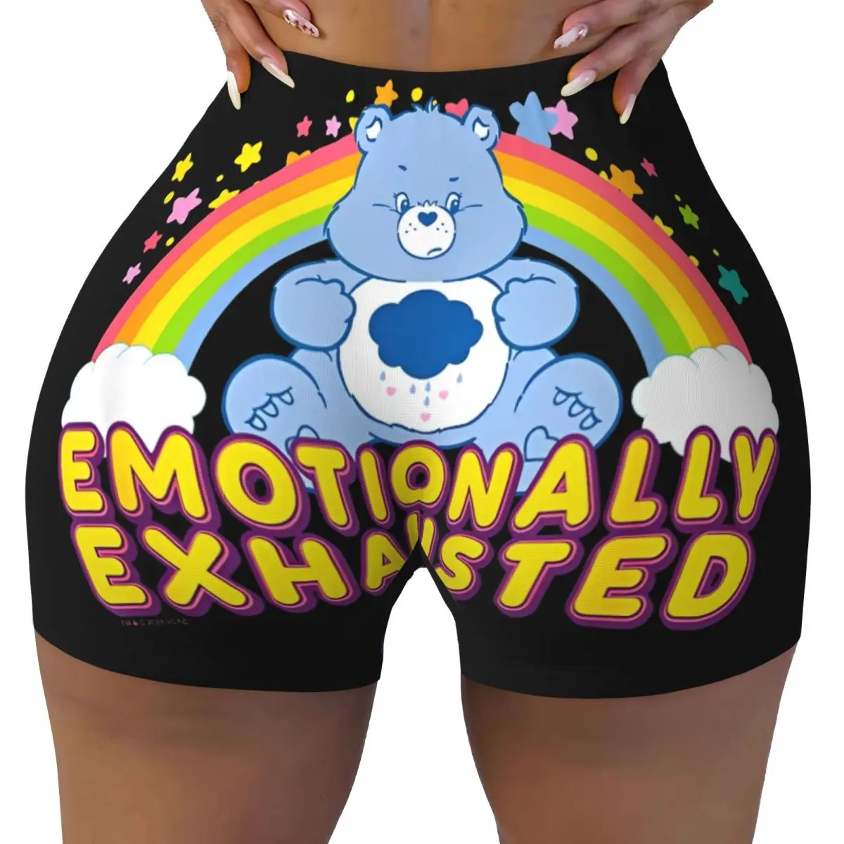 Care Bears Emotionally Exhausted Rainbow Grumpy Bear Icon High Waist Yoga Tight Shorts for Women Fitness Workout Gym Pants