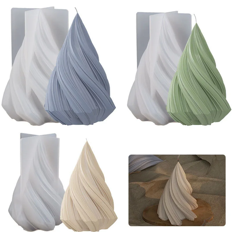 

Poppy DIY cone candle ornament resin gypsum spiral cone jewelry table drop silicone mold