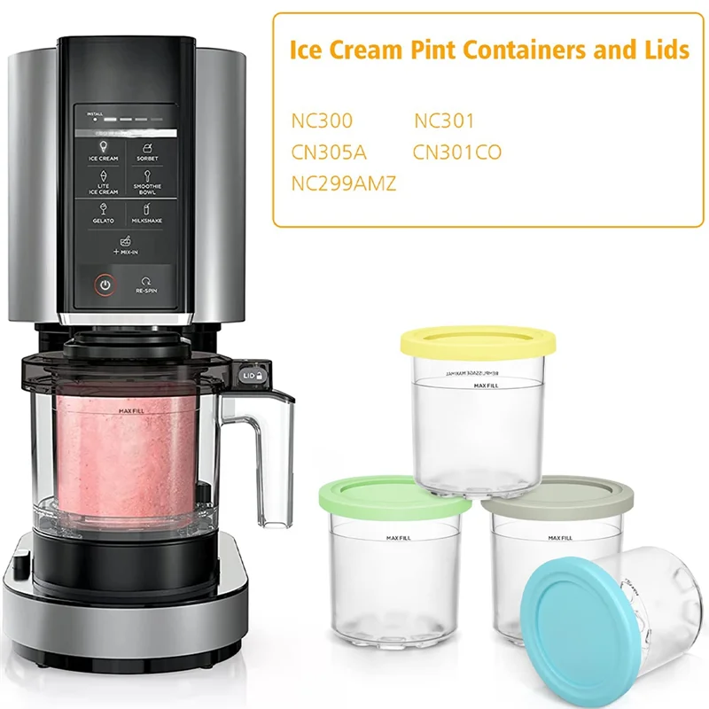 Контейнер для мороженого со сменной крышкой для Ninja Creami, совместим с NC301 NC300 NC299AMZ