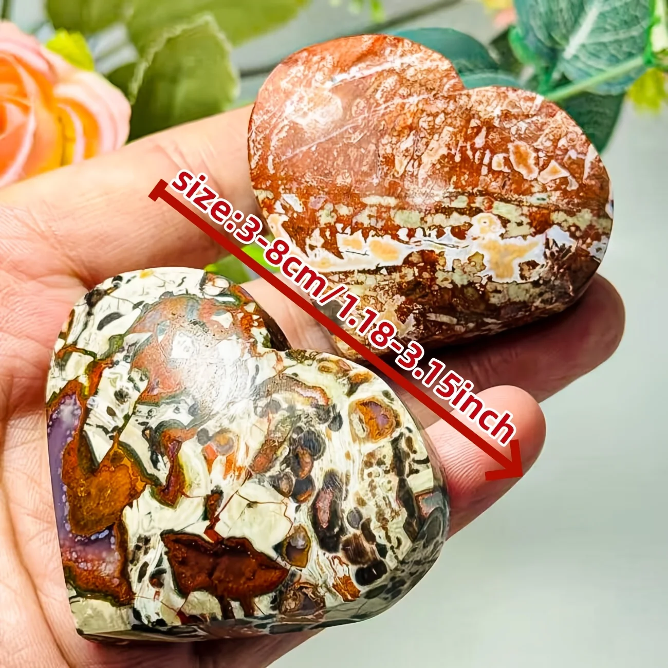 Picture 4: Natural Money Agate Heart Shaped Stone Polished Crystal Healing Reiki Solar Plexus Chakra Prosperity Abundance Meditation Gift