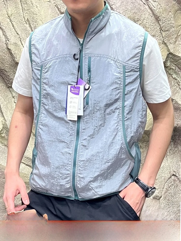 

Мужской и женский повседневный уличный летний цветной легкий дышащий жилет с воротником-стойкой, универсальный дорожный жилет из полиэфирного волокна