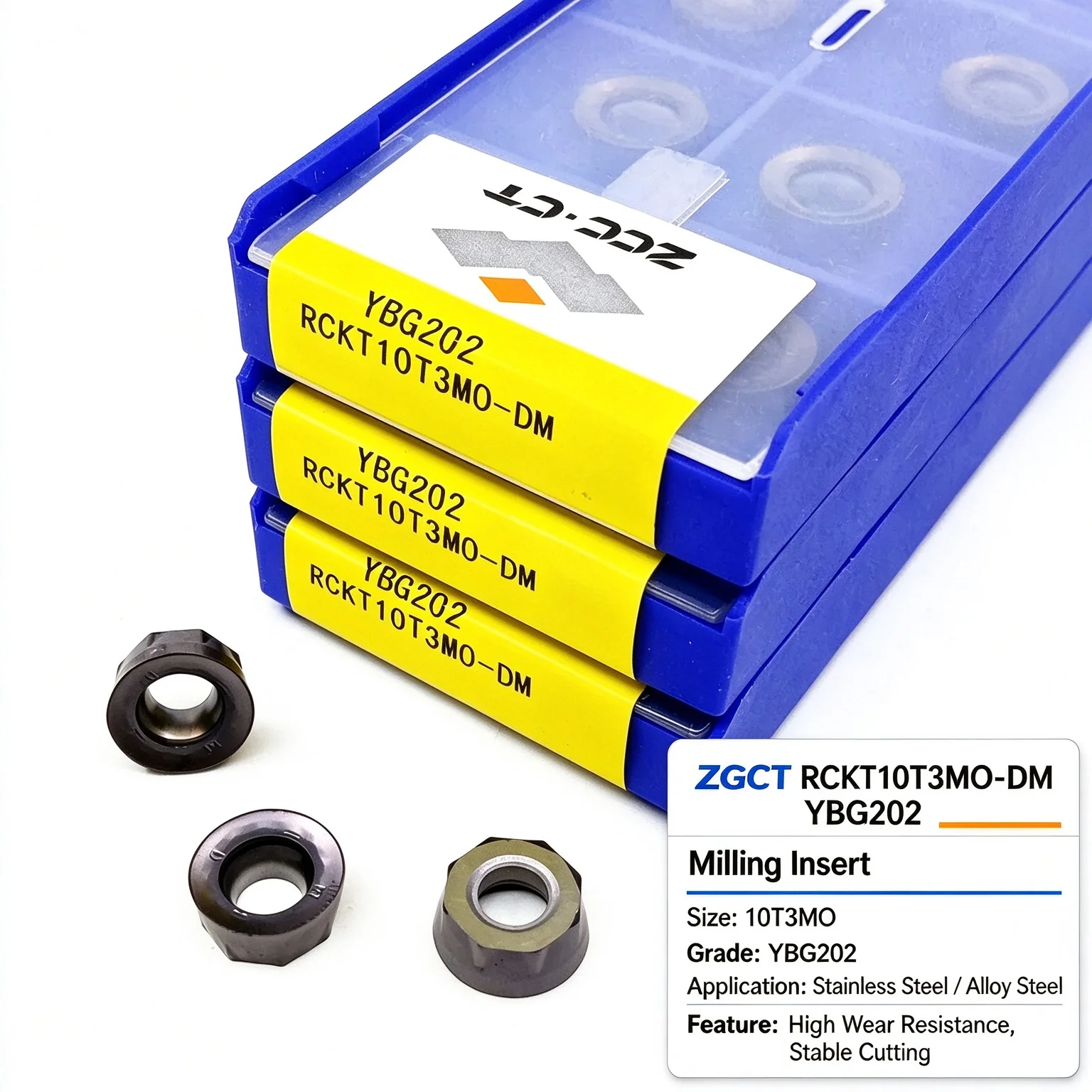 ZCC.CT RCKT10T3 RCKT1204MO YBG202 YBG212 YB9320 YBM351 YBM251 Carbide Inserts RCKT Milling Insert