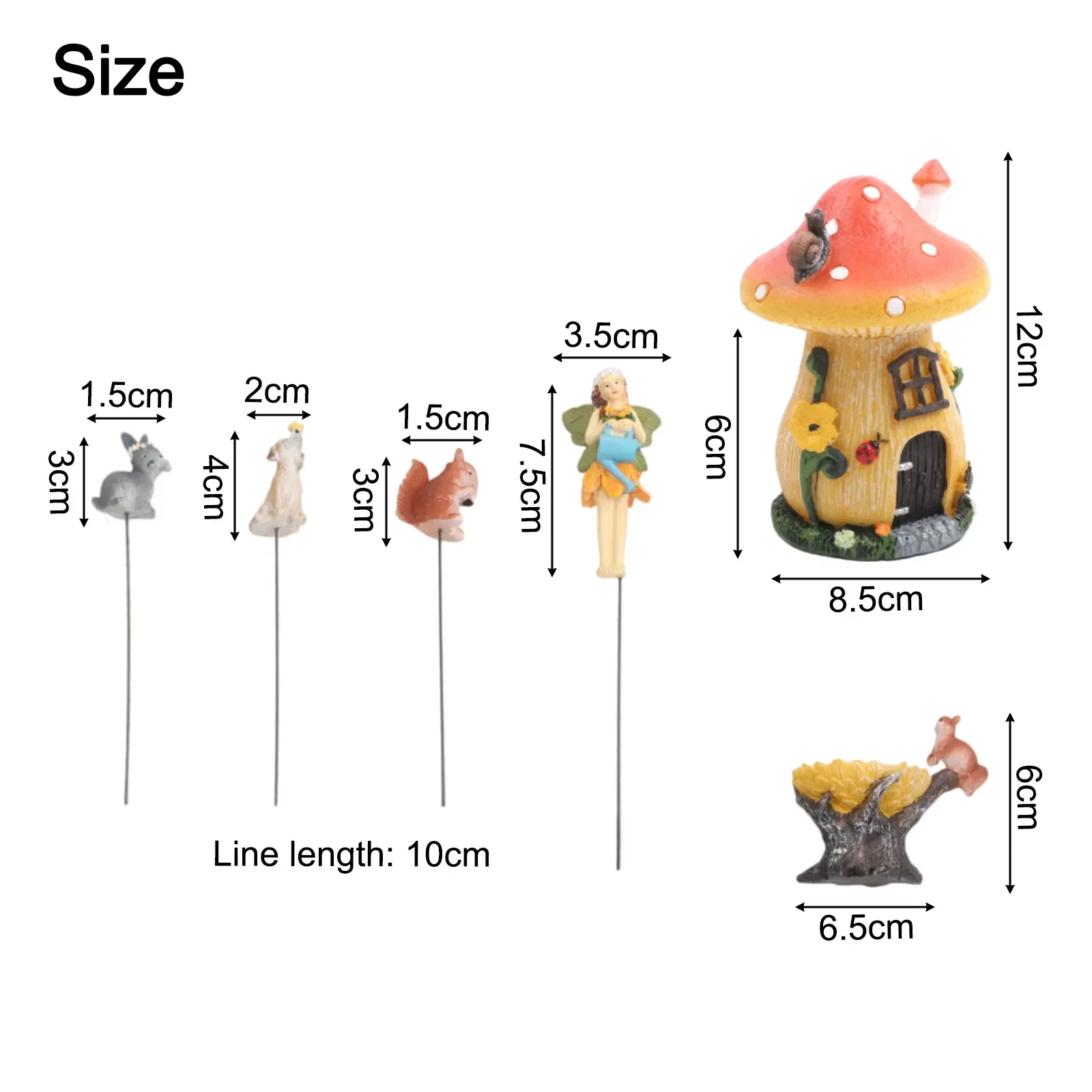 6pcs/set Fairy Garden Flower Pot Landscaping Mushroom House Creative Landscape Resin Craft Garden Decoration DIY Accessory