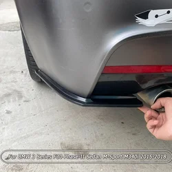For BMW 3 Series F30 Phase-II Sedan M-Sport M340i 2015-2018 Gloss Black 2Pcs Car Rear Bumper Splitter Spoiler Rear Corner Wrap