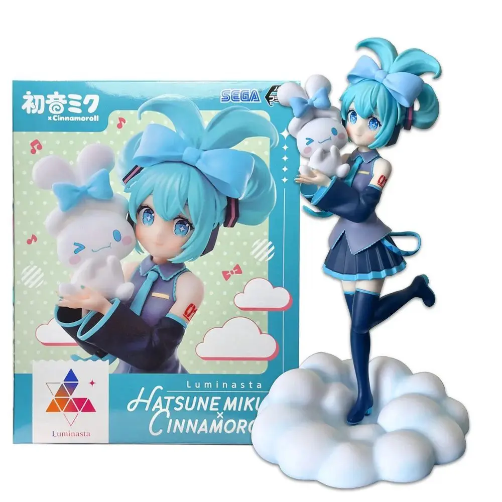 Sanrio Miniso 17CM Anime Hatsune Miku X Cinnamoroll Figure Anime Periphera Kawaii Anime Girl Gift Handmade Decoration