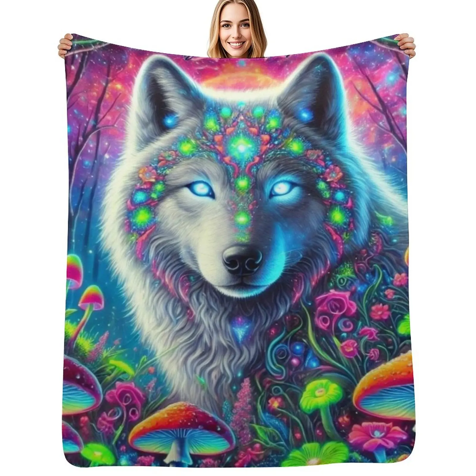 Mystic Forest Guardian Throw Blanket Decorative Beds Sofas Travel Kid'S Stuffeds Single Blankets