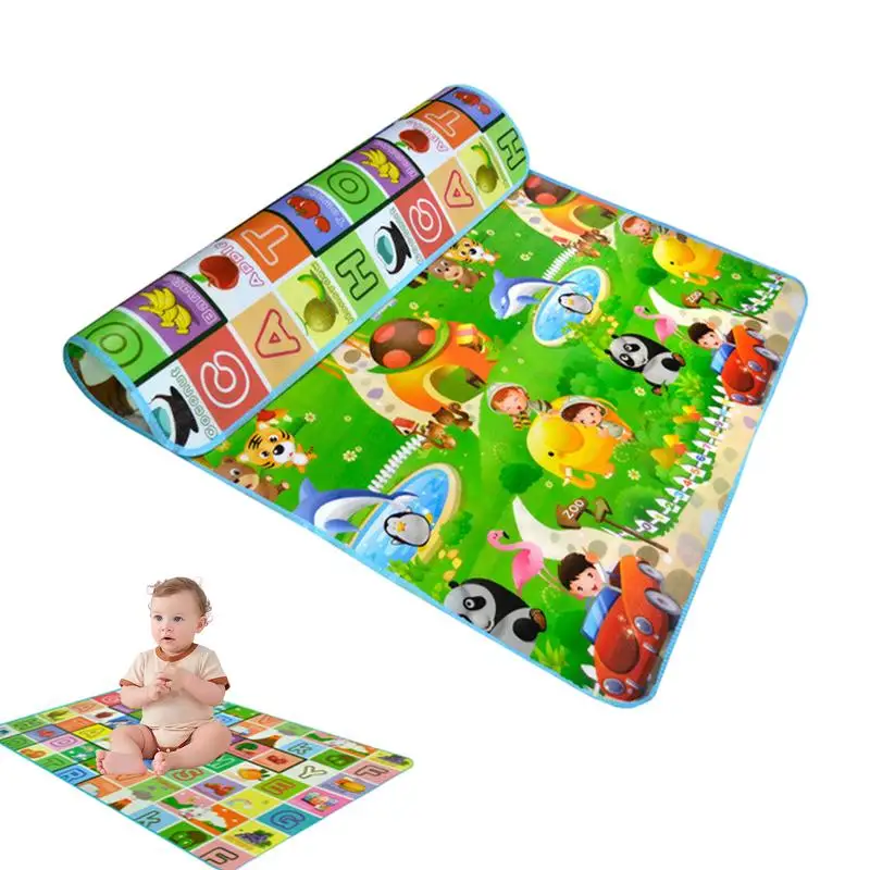 Alfombra de juego de suelo para niños, tapetes suaves para gatear, juguetes educativos de actividades, tapetes grandes plegables de doble cara