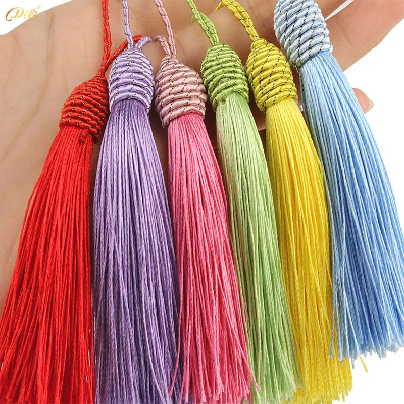 2-50 Stück/Set 15cm Seidenquasten-Lesezeichen mit Hängeseil, Seidenquasten-Fransen für Schmuckherstellung, DIY-Bastelzubehör – Detail 5