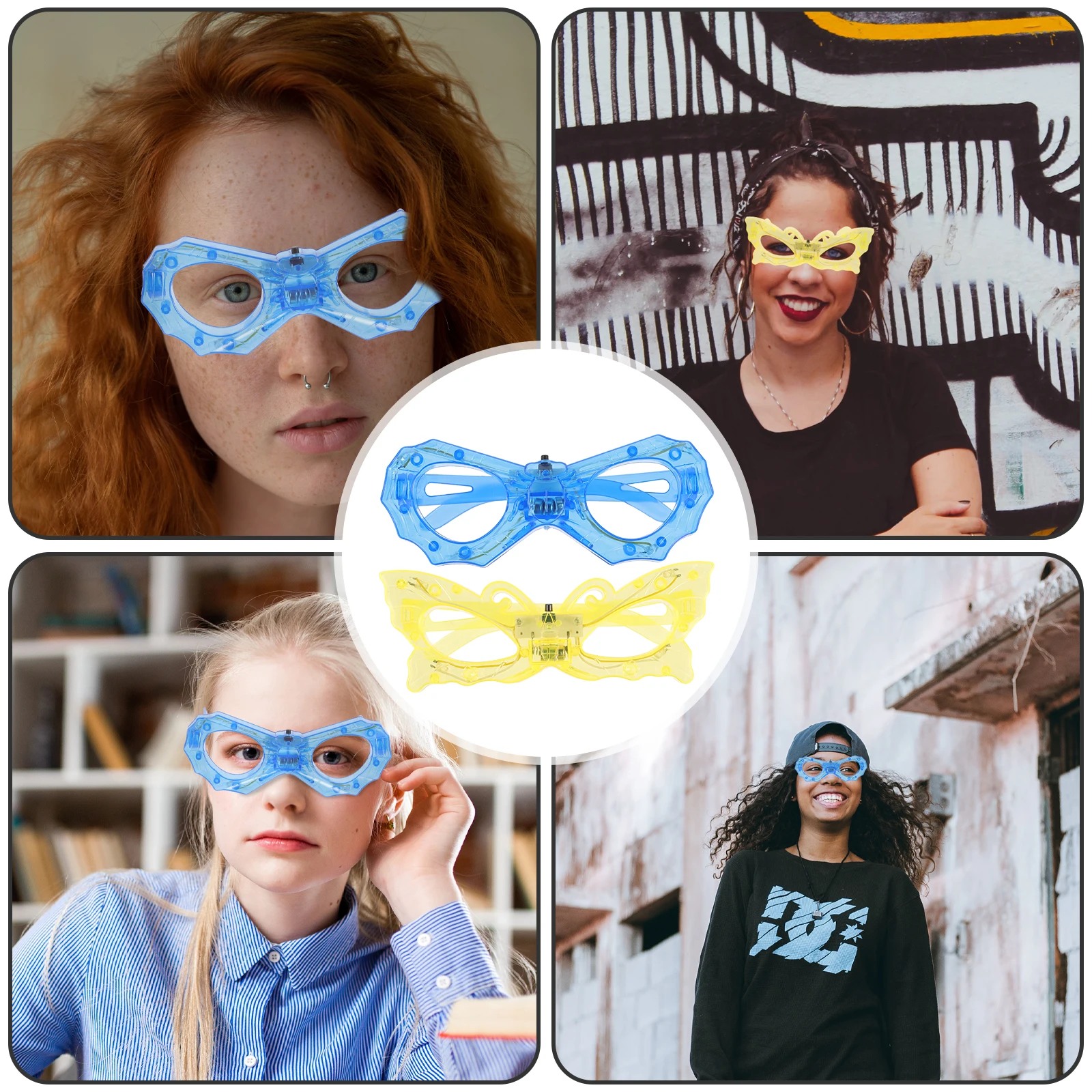 

4pcs Light-Up New Year Party Glasses Led Glowing Eyeglasses Bright Colorful Photo Props For Festival