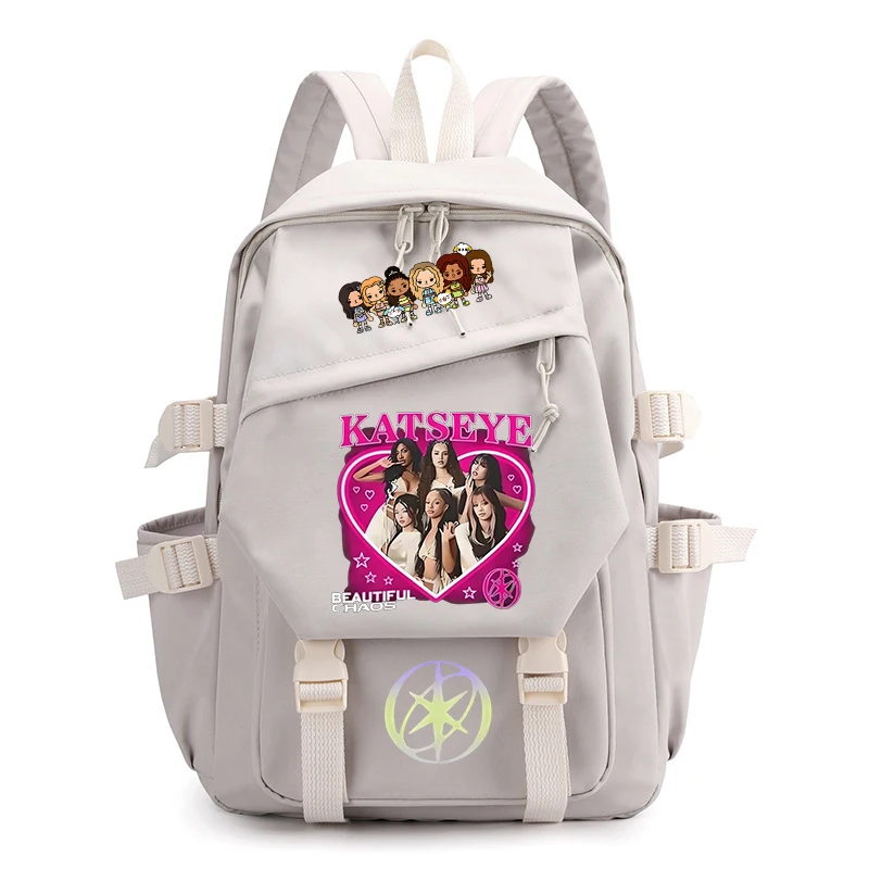 Hot Katseye Students Backpack Katseye Beautiful Chao Print School Bags Boy Girl Teenagers Trend Backpack Women Travel Daypack