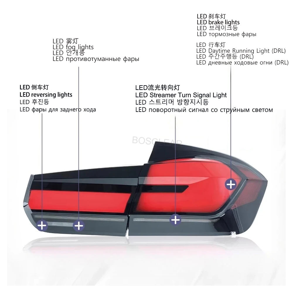 مجموعة الضوء الخلفي لسيارات BMW 3 Series F30 320i 328i 335i M3 تعديل G30 2013-2018 LED تشغيل بدوره إشارة الفرامل مصباح الضباب الخلفي