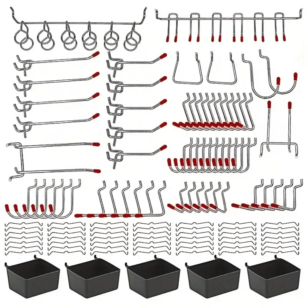 

114Pcs Save Space Grid Wall Display Hooks Rust-proof Corrosion Resistan Metal Panel Hang Durable Easy To Use