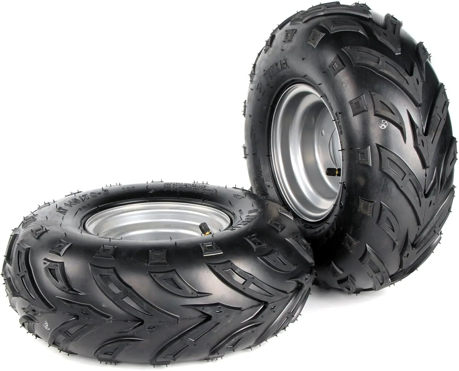 

145/70-6 ATV Wheels for Quad Go Kart Tubeless Tyres, Compatible with 110cc Models (Silver)