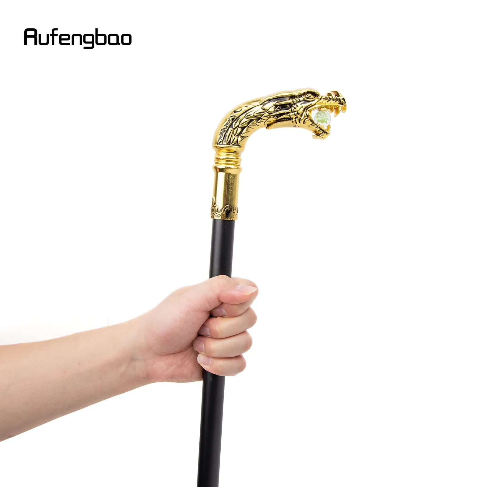 골든 블랙 드래곤 싱글 조인트 워킹 스틱, 장식 뱀파이어 코스프레 파티 워킹 지팡이, 할로윈 크로시에 93cm