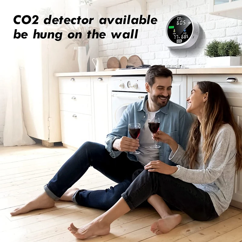 Indoor CO2 Monitor, Indoor Air Quality Detector For Home, Office Or School Portable Rechargeable Battery Powered