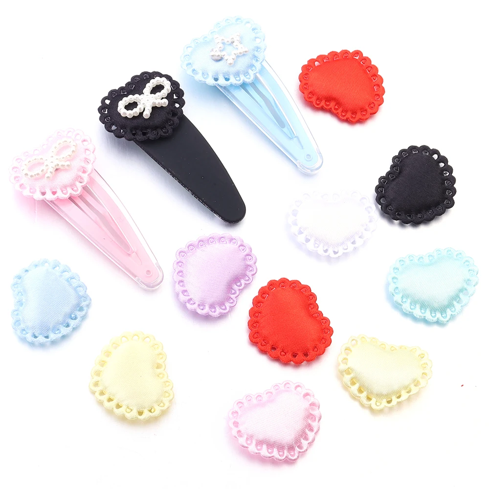 50Pcs/Lot Colorful Fabric Love Heart Petals Sponge Petal Patches For DIY Wedding Party Hairclip Clothing Decoration Supplies image 2
