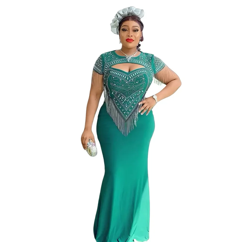 African Party Dresses for Women Plus Size Sexy Bodycon Maxi Dress Elegant Turkey Wedding Evening Gowns Ankara Outfit Robe 2024