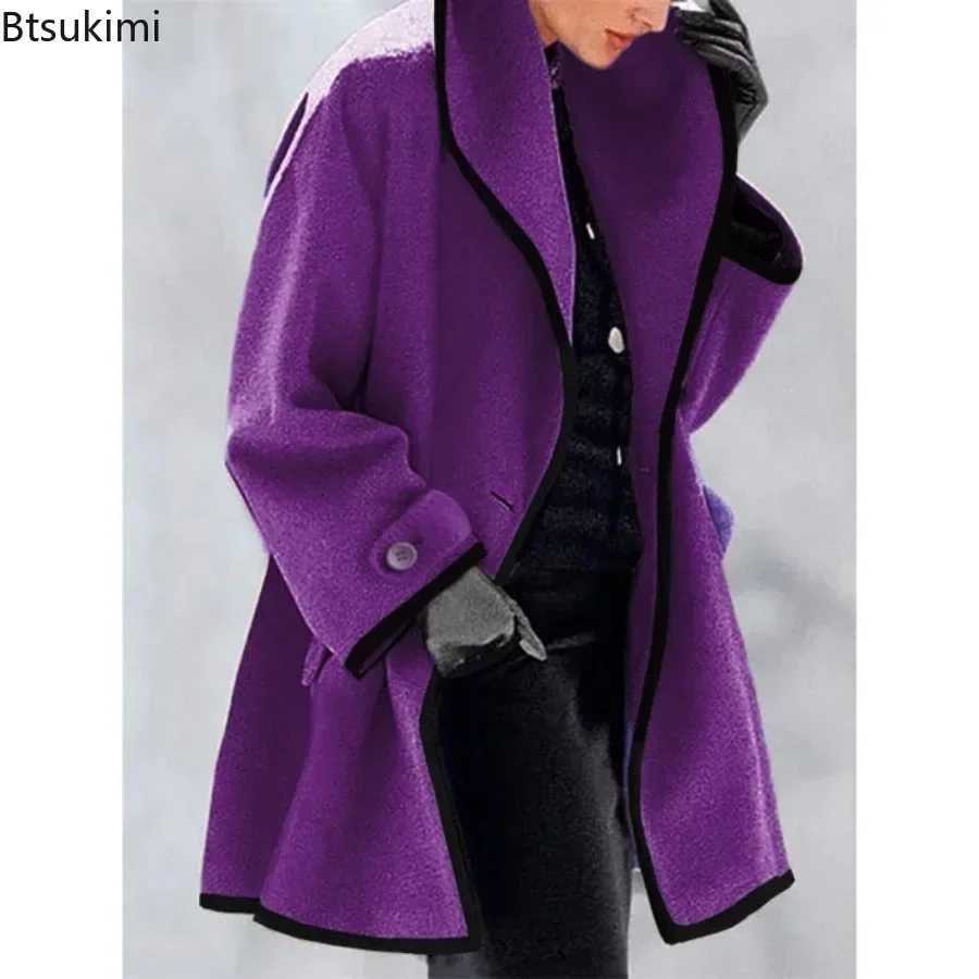 2024 Women\'s Down Jacket Autumn Winter Women Wool Coat Trench Jacket Ladies Warm Slim Long Overcoat Fashion Loose Jacket S-5XL