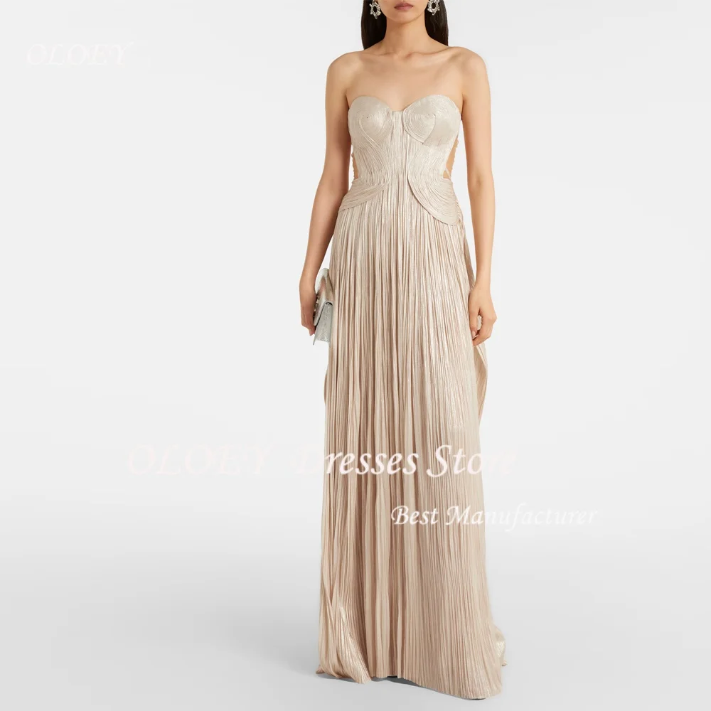 OLOEY 2026 vestido de noche Maxi plisado sin tirantes, vestido Formal de fiesta de boda, vestido de fiesta de Dubái personalizado moderno
