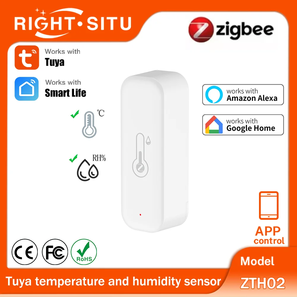 

Tuya Zigbee 3.0 Temperature Humidity Sensor APP Remote Control For Smart Home via SmartLife Work With Google Assistant Alexa