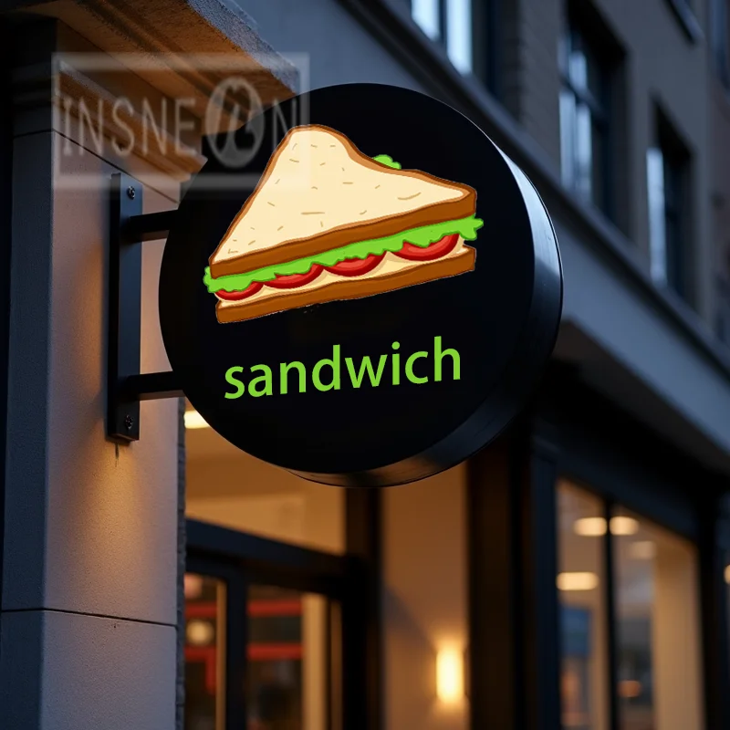 Custom Sandwich Light Box Round Waterproof Acrylic LED Outdoor Business Sign Double Sided Backlit Advertising Display