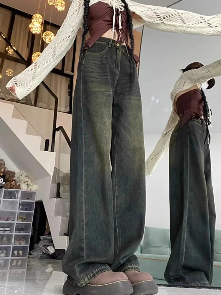 Wide Leg High Waist Straight Baggy Jeans Vintage Streetwear Loose Korean Fashion Denim Pants Women's Casual Cowboy Pantalones