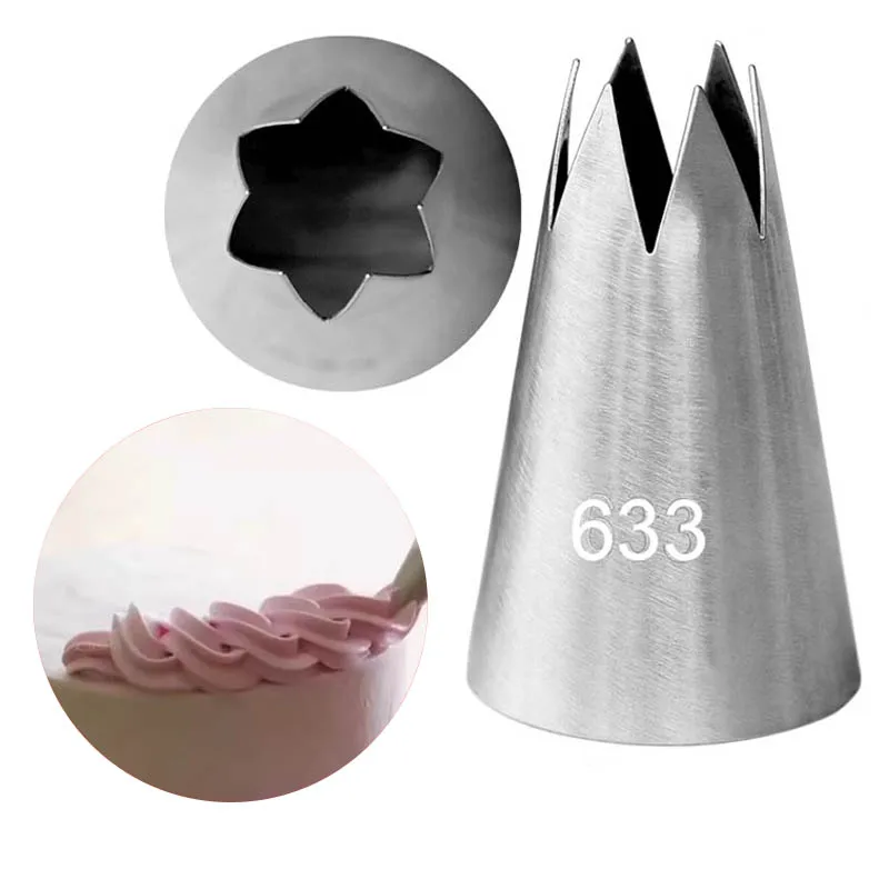 633 Large Size Open Star Piping Nozzle Chocolate Cupcake Decorating Tools Stainless Steel Icing Nozzles Cream Pastry Kitchen Tip