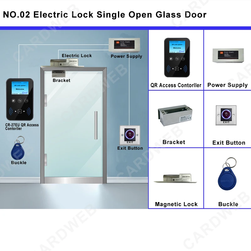 Pengontrol Akses Pintu Jarak Jauh dengan Layar Tampilan WiFi TCP/IP Data Cloud yang Dapat Disesuaikan, Pembaca QR NFC RFID, dan Kode Batang QR