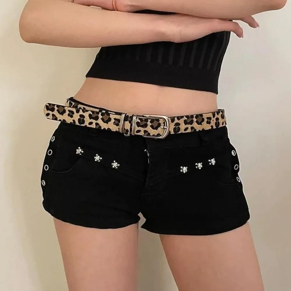 Cinturón Retro de felpa con estampado de leopardo Y2K, cinturón de cuero PU de Hip-hop, pretina de estilo coreano Harajuku para playa