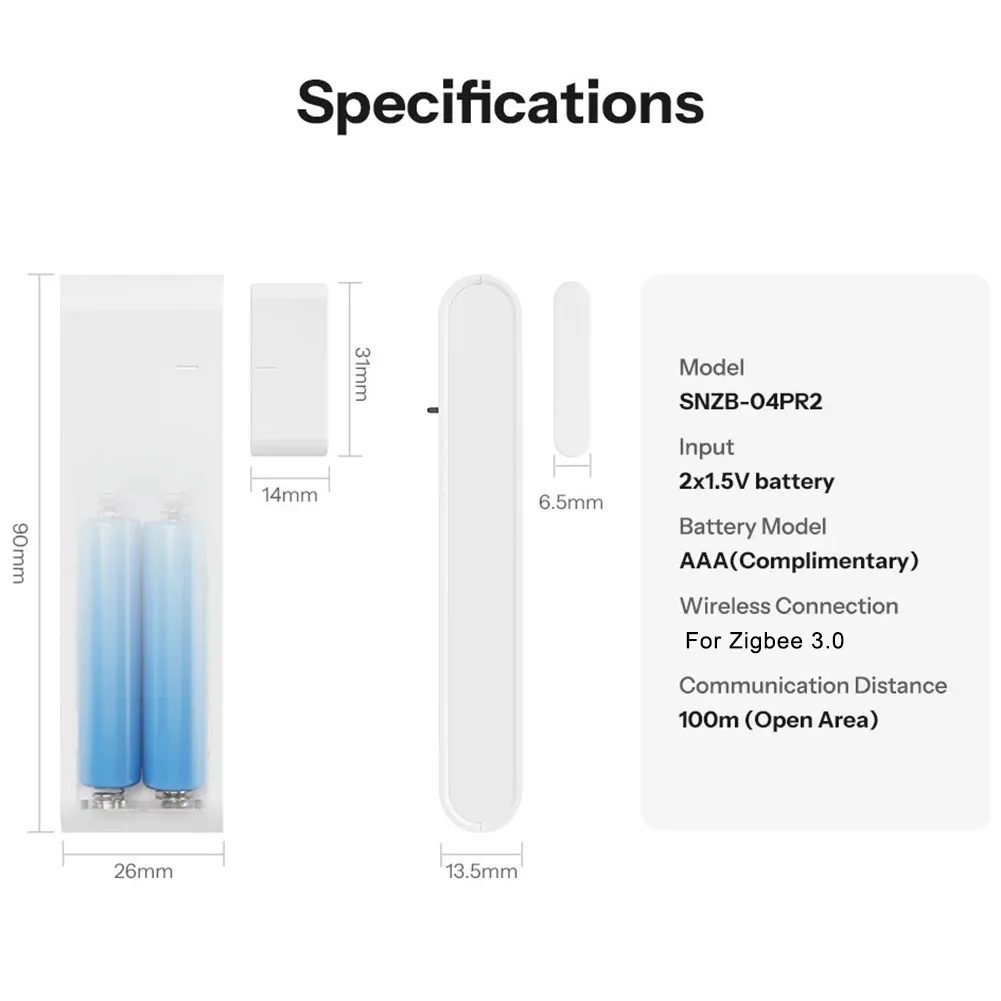 

Датчик безопасности для дверей и окон 90*26 мм, горизонтальная и вертикальная установка