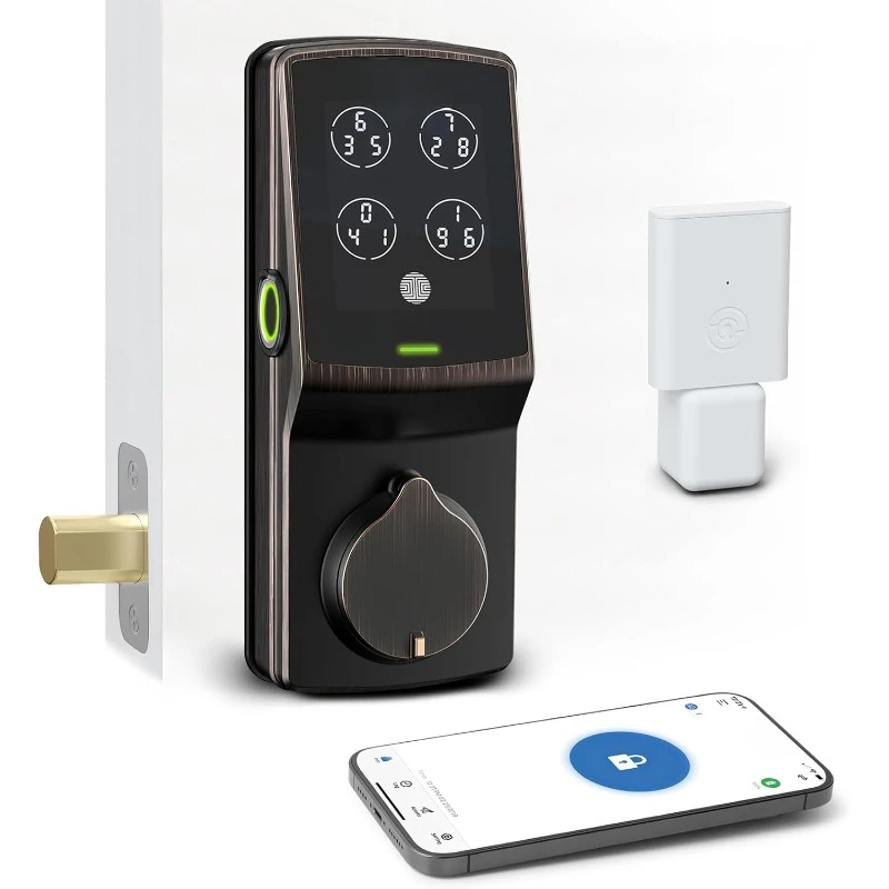 home.Secure Pro, Wi-Fi Smart Deadbolt, Keyless Entry Door Lock, - Venetian Bronze (PGD728WYVB) - Left Fingerprint Edition