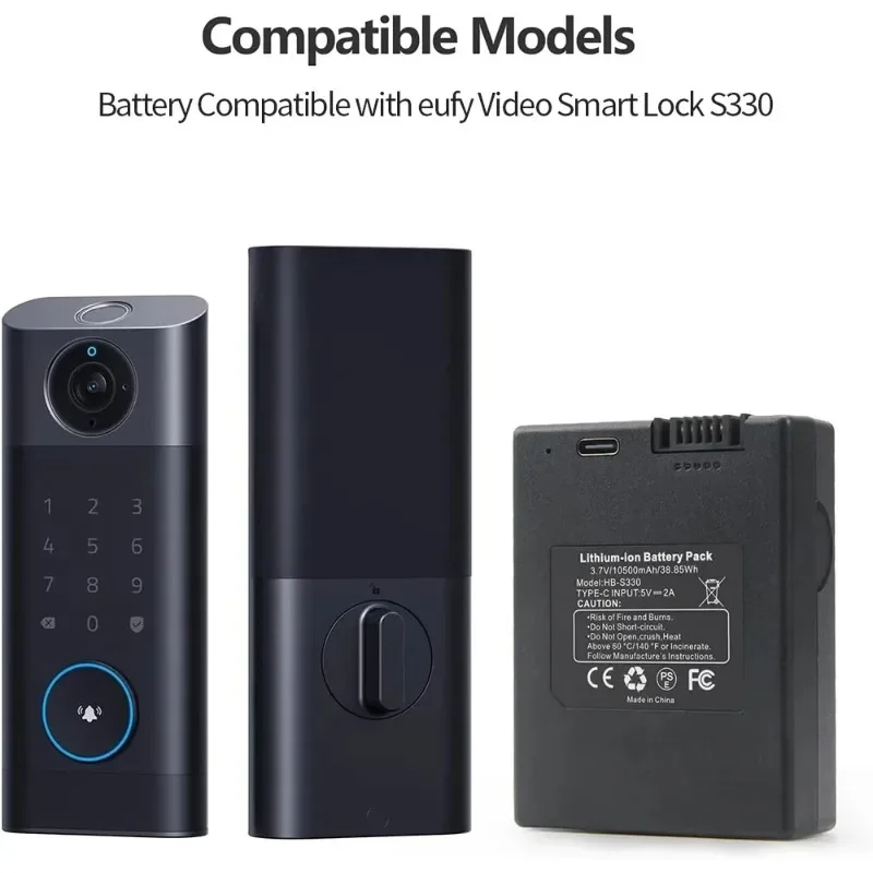 NEW 10500mAh Security Rechargeable Battery for Eufy S330 3-in-1 Video Smart Lock and Smart Drop High Capacity Door Lock Battery
