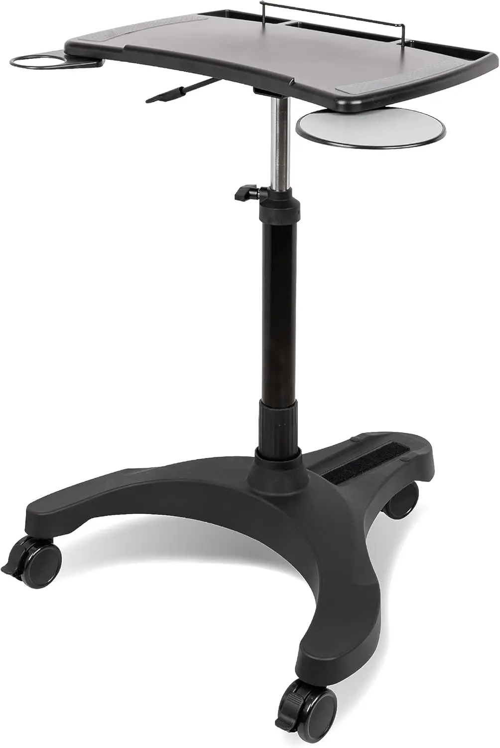 

Height Adjustable Mobile Laptop Desk Cart with Wheels, Storage, and Pneumatic Lift for Home Office Use