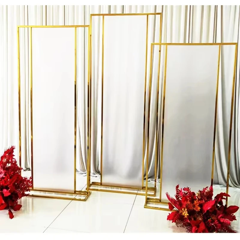 Fashion Square Base Metal Gold Wedding Stainless Steel Wedding Props Background Flower Stand Other Wedding Decorations