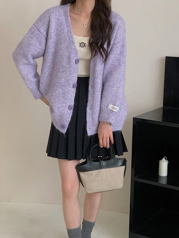 เสื้อสเวตเตอร์ถักนิตติ้งเนื้อนุ่มสไตล์เกาหลี รุ่น Mint een Lazy Sle Thiened สำหรับผู้หญิง ไซส์ใหญ่ ทรงหลวม ใส่สบาย เหมาะสำหรับฤดูใบไม้ร่วงและฤดูหนาว ให้ความอบอุ่น สไตล์ลำลอง เหมาะสำหรับใส่ไปทำงาน