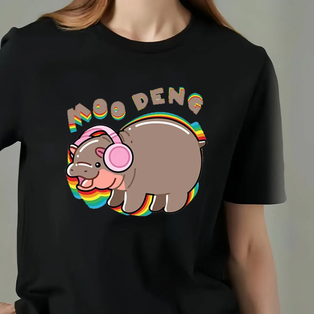 Funny Moo Deng Thailand Inflatable Pig Baby Hippo Khao Kheow Open Zoo T-shirt Printed Shirt Men's Short Sleeve Crew Neck Top Tee