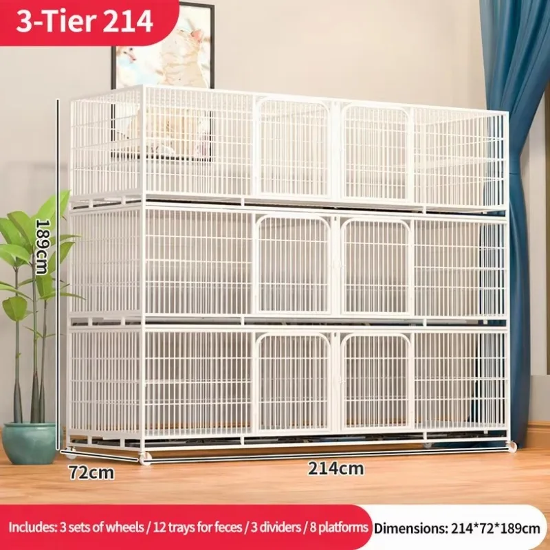 Three Tiers One Piece Breeding Cage Heavy Duty Metal Wire Pet Cage for Small Animals Indoor Multi Level