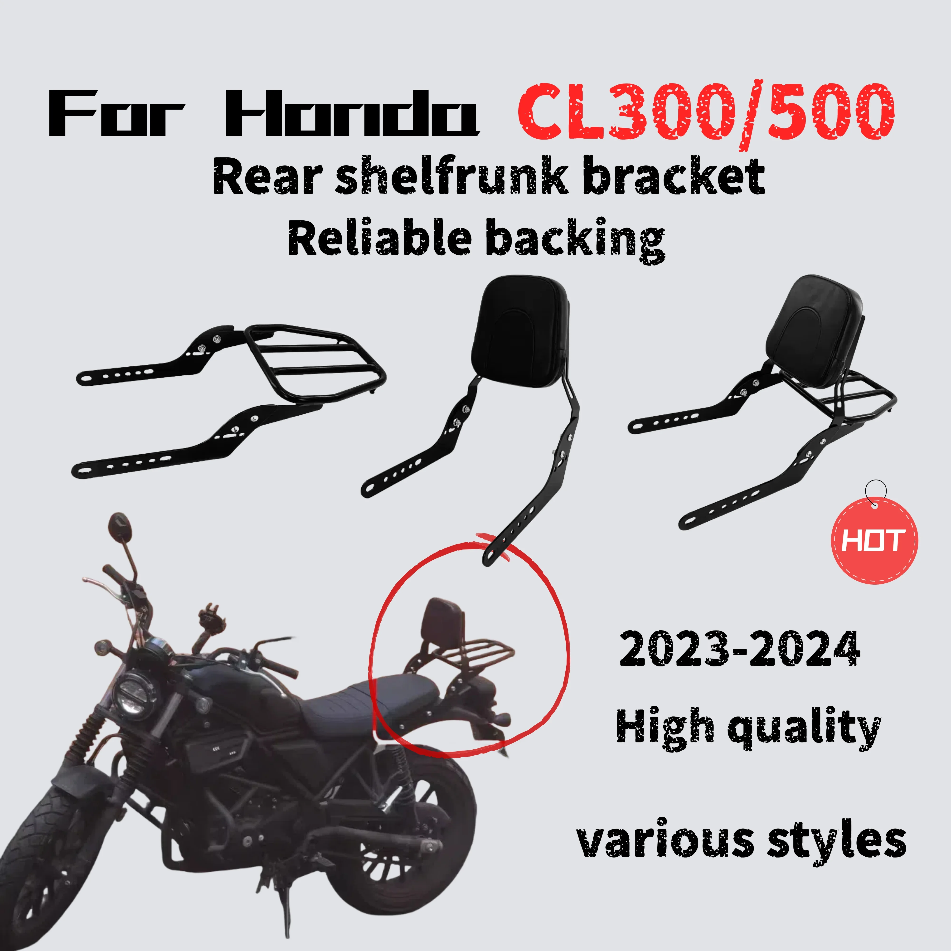

For Honda CL300CL500 modification with shelf, rear backrest luggage rack, passenger backrest tail rack, cushion accessories