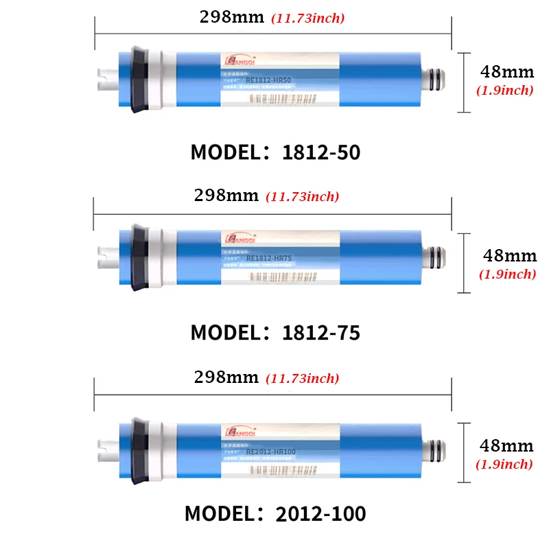 50G 75G 100G 125G 150G 200G Omgekeerde Osmose RO Membraan Vervangingsfilters voor Waterfiltratie Waterzuiveraar Filter