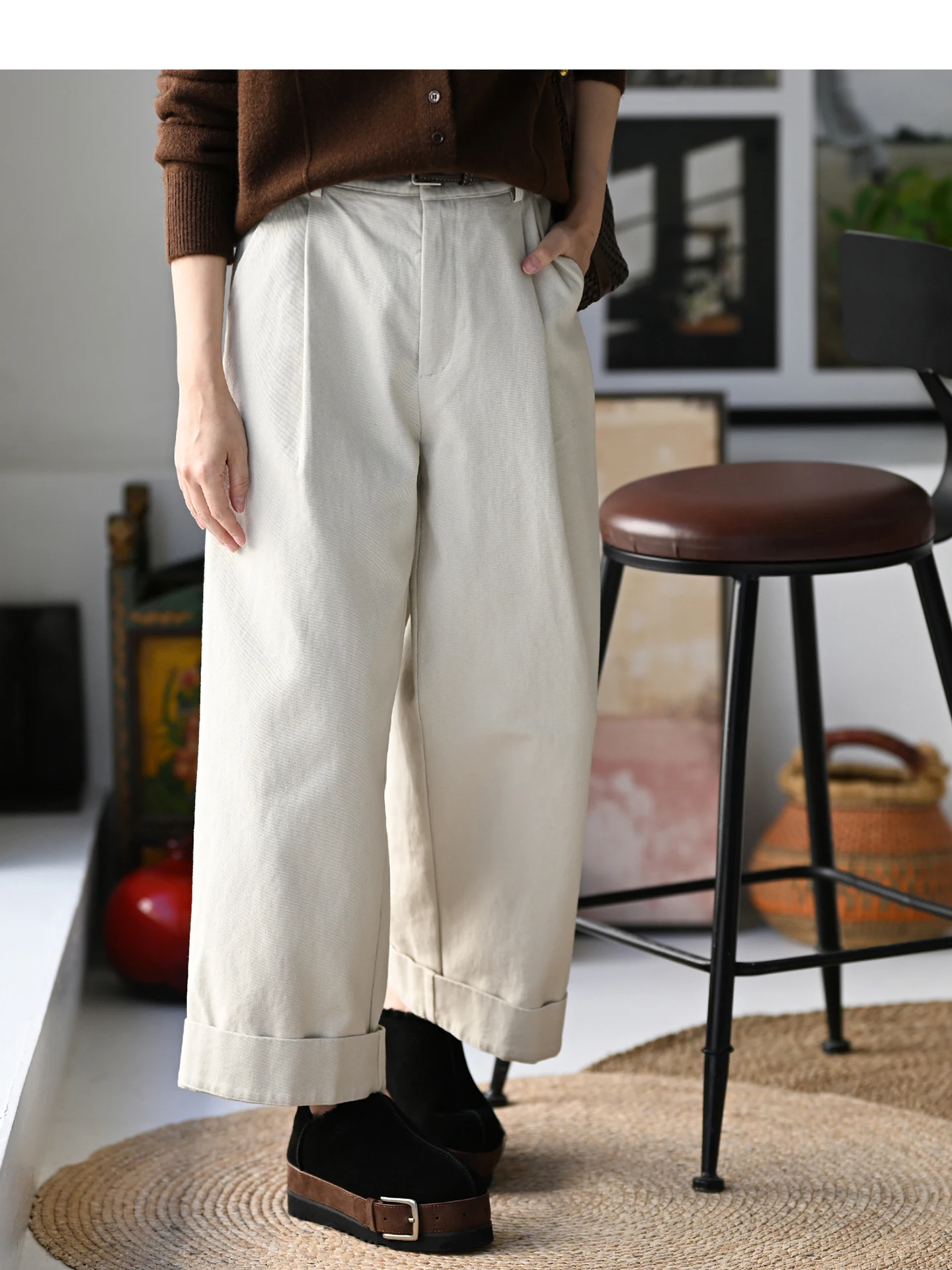 

Повседневные женские джинсы с высокой талией, на флисовой подкладке, широкие, прямого кроя, укороченные, в художественном стиле, для города