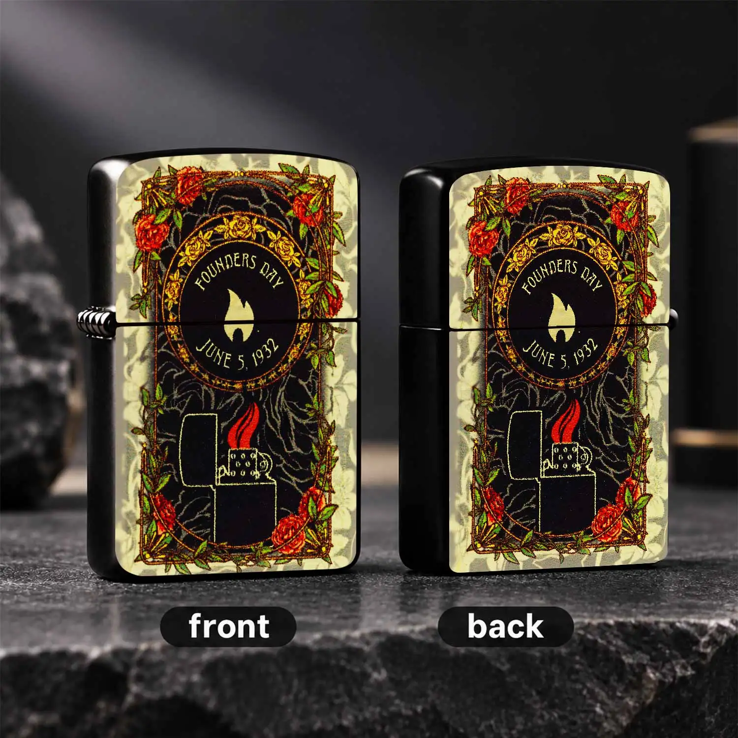 Vintage 1932 Founders Day Commemorative Lighter Art Rose Vine Embossed Decor Portable Igniter For Daily Camping Ceremonial Occasions Ideal For Gifting Personal Use With Exquisite Retro Collectible Aes A Humorous And Interesting Lighter