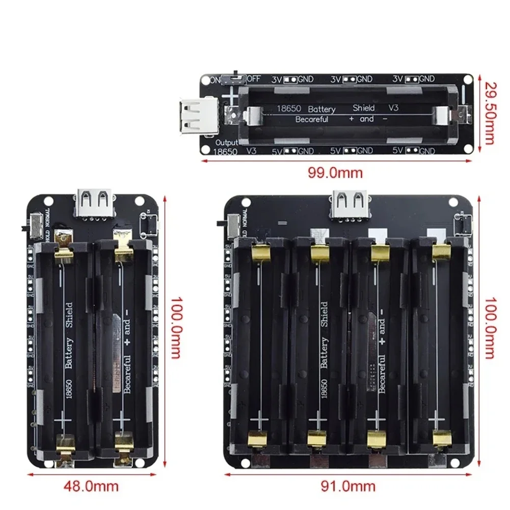 1/2/4 Slots 18650 Lithium Battery Shield V8 Mobile Power Expansion Board Module 5V/3A 3V/1A Micro USB for Arduino ESP32 ESP8266